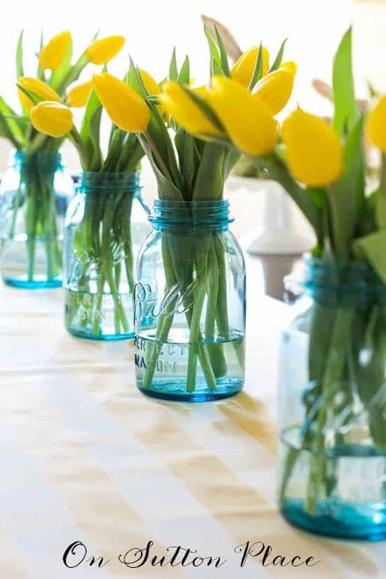 Elegant Easter Table Decor with Ball Jar Lilies