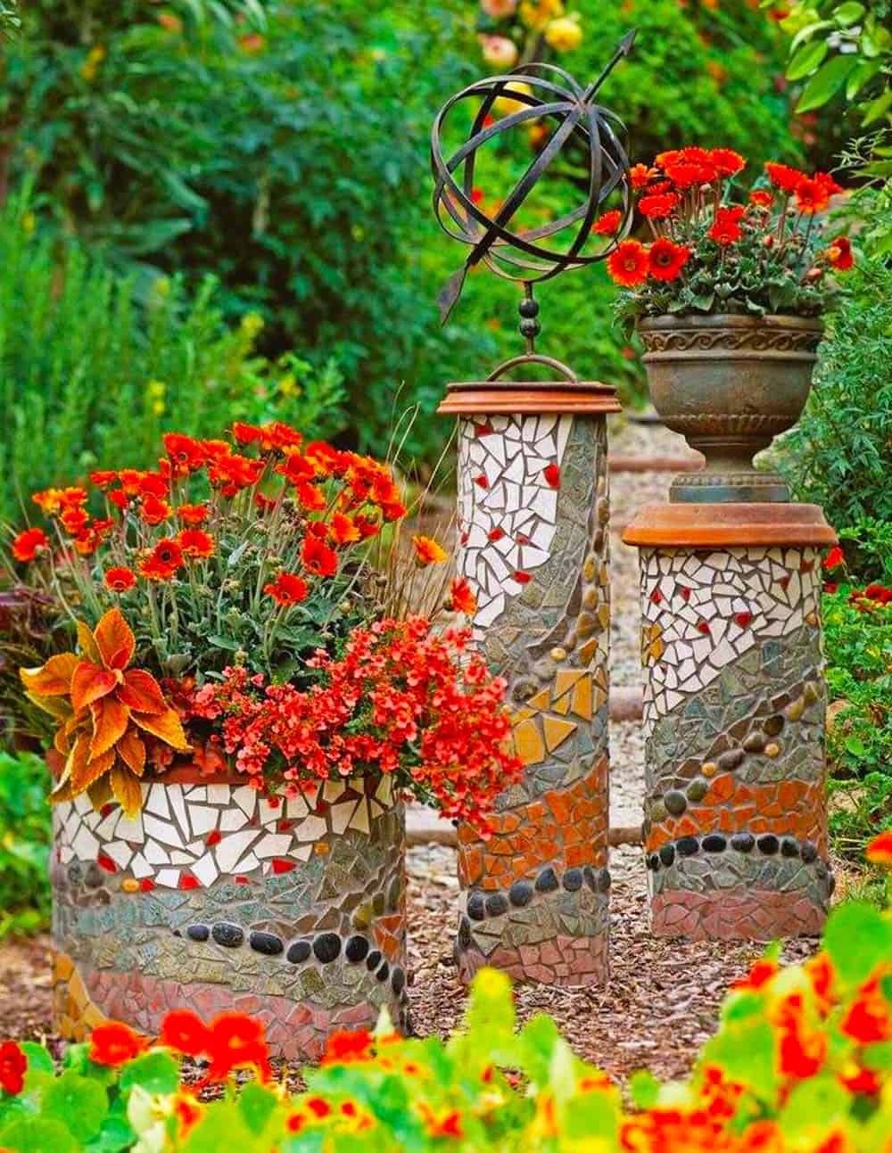 Mosaic Planter Pillars