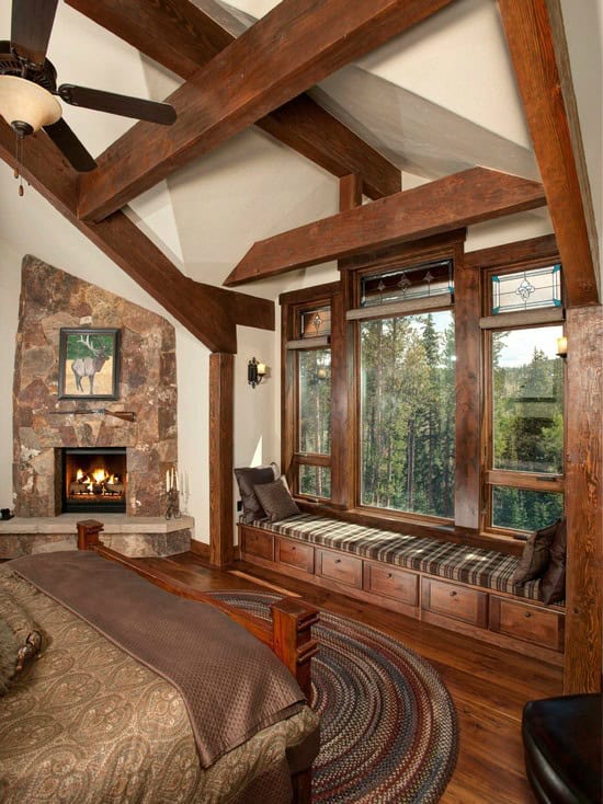 Elevate Your Lodge-Style Room with a Corner Fireplace