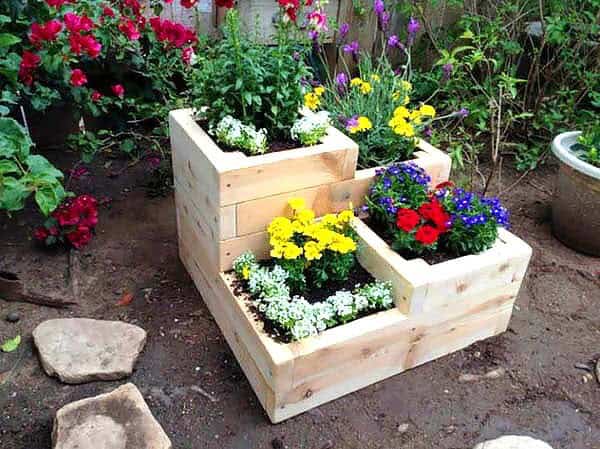 Make a DIY Wooden Tiered Planter for Your Yard