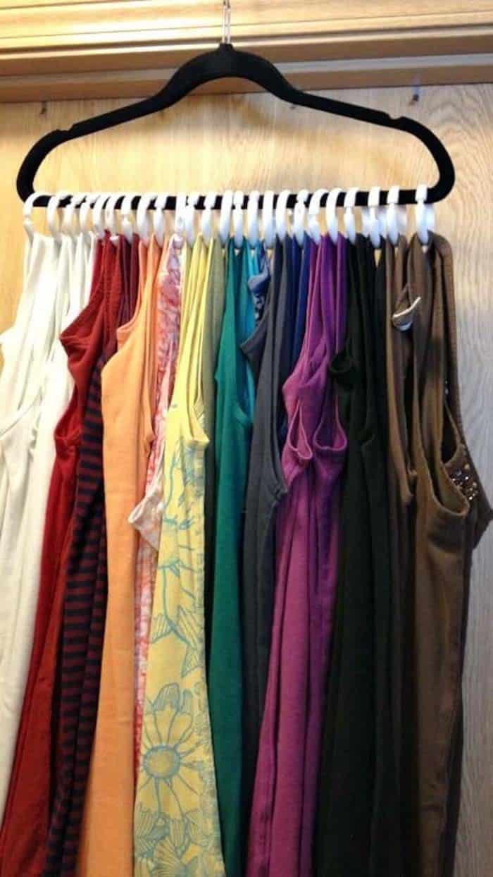 Keep Tank Tops Tidy with Curtain Hooks