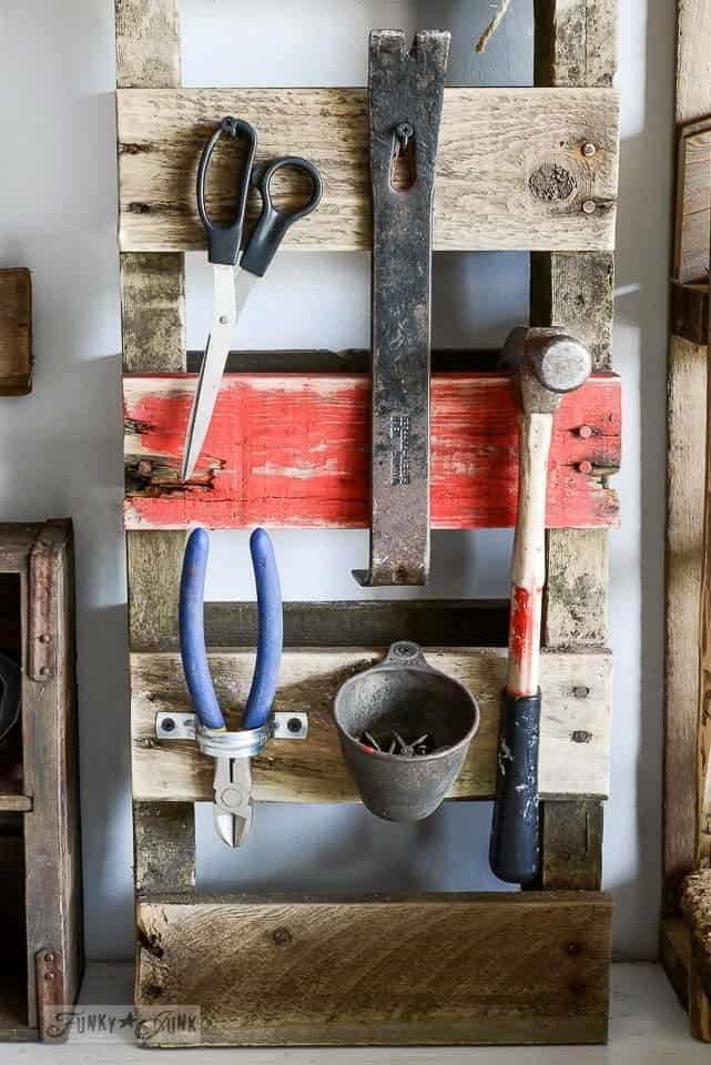 Wooden Pallet As Tool Organizer