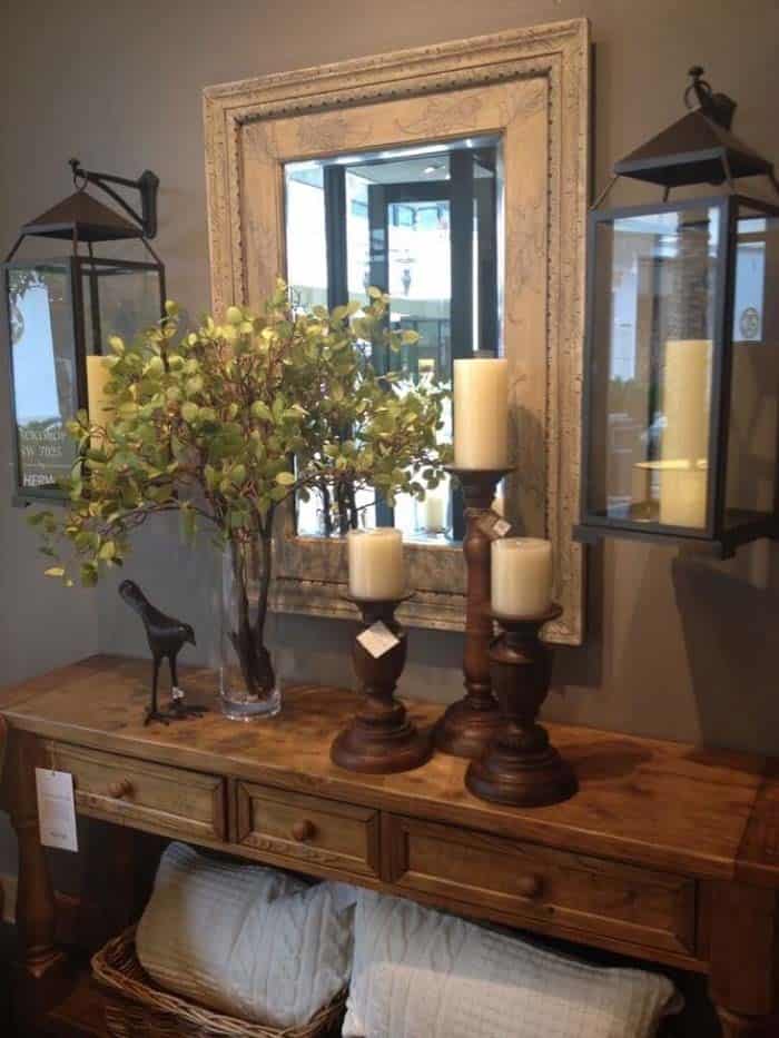 Appealing Wooden Entryway Table with Hidden Baskets