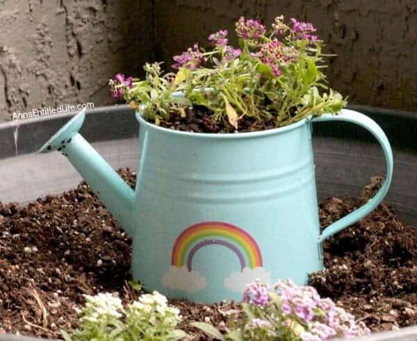 Quirky Painted Watering Can Planter