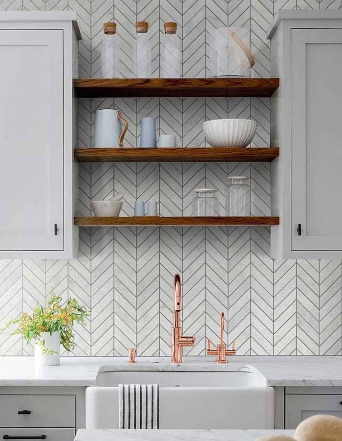 Grey Chevron Backsplash Tile Idea