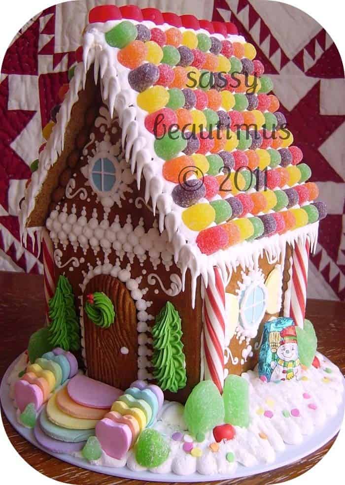 Add Color to a Gingerbread House Roof with Gumdrops