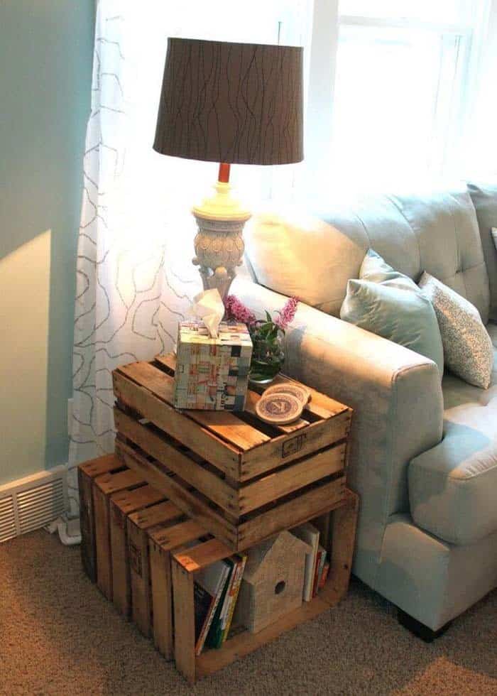 Stack Slat Fruit Crates for Quick Side Table