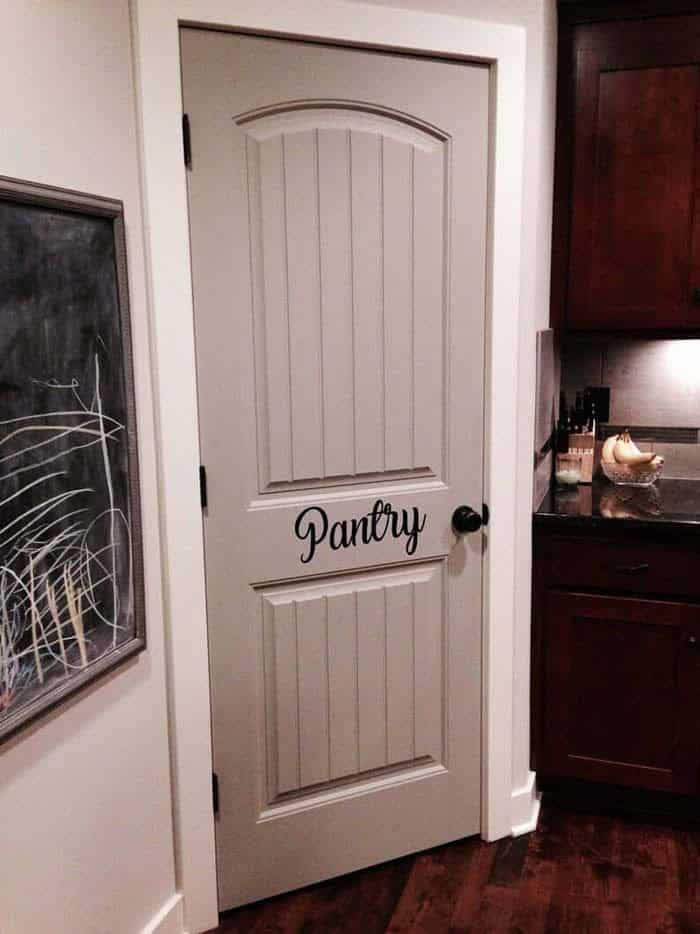 Pantry Door With Monochromatic Color & Black Accents