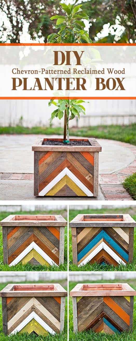 Upgrade Garden with Chevron-Patterned Wooden Planters