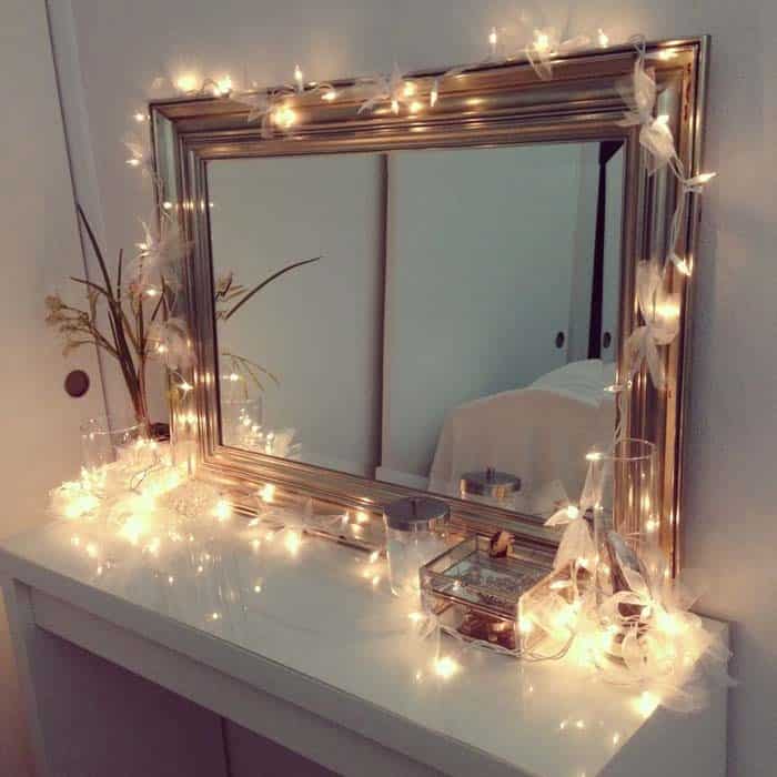 Soft Lights Add Romance to Vanity Mirror