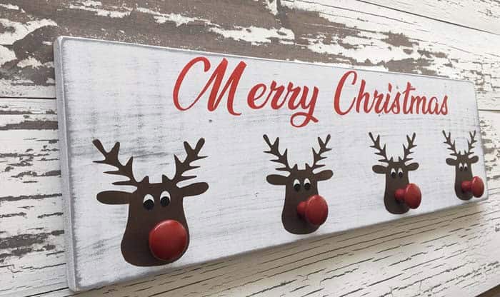 Red Drawer Pull Reindeer Stocking Holder