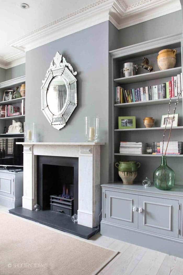 Add Depth and Interest to Fireplace Wall with Gray and White