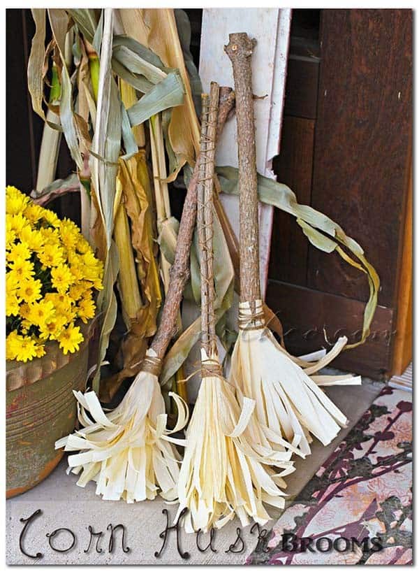 DIY Witch Brooms From Corn Husks