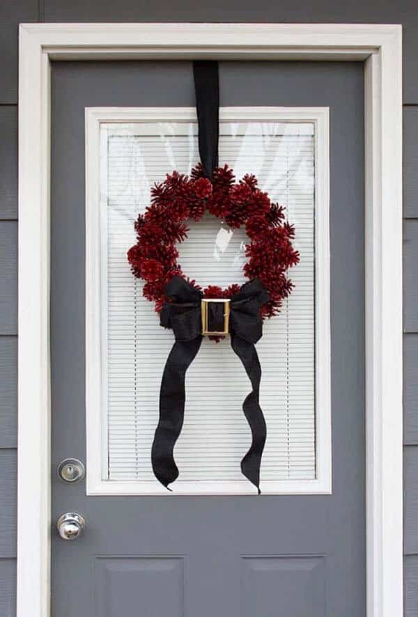 Santa Pine Cone Wreath Idea