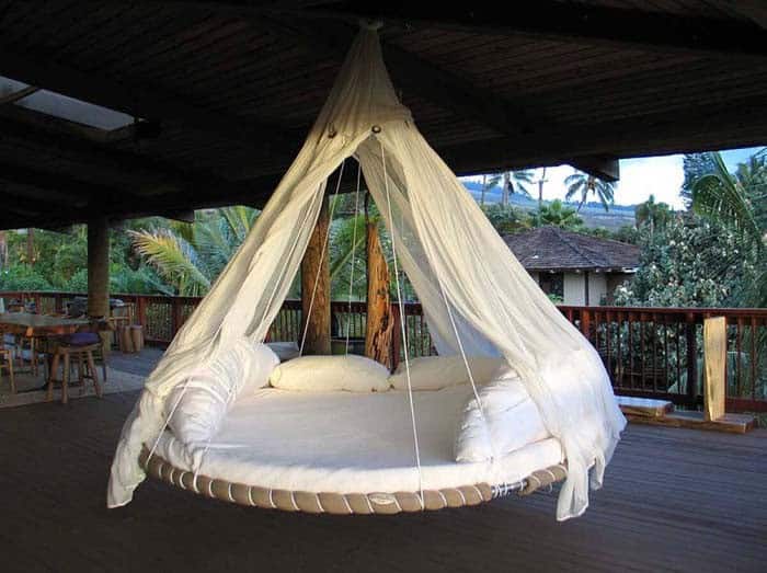 Upcycle a Trampoline into a Swinging Bed for Your Porch