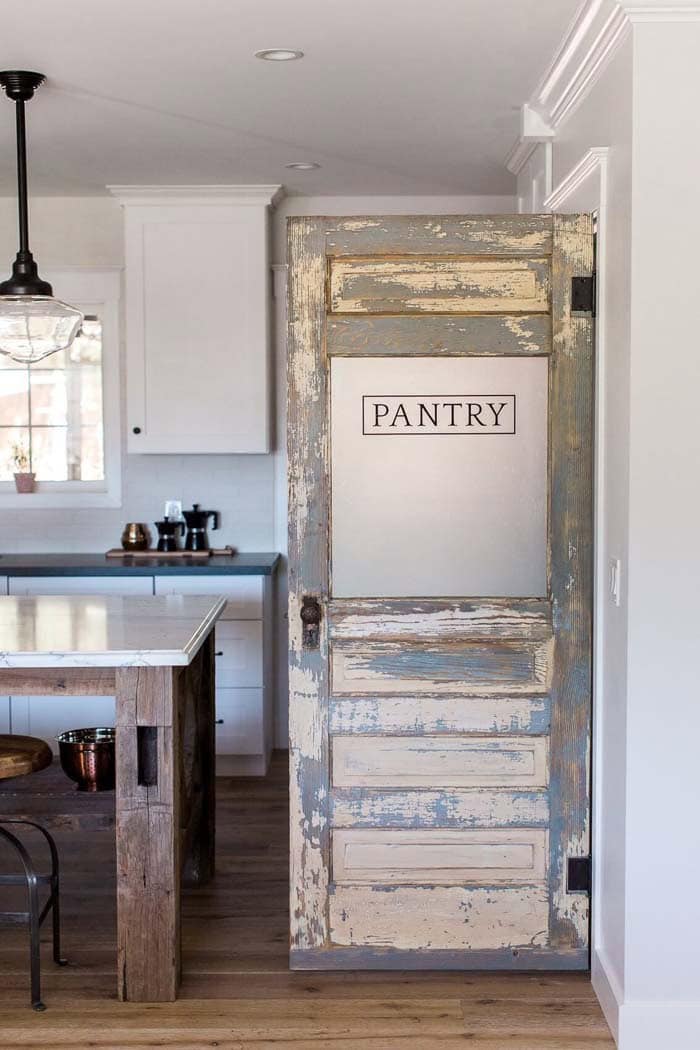 Distressed Pantry Door Flaunts Rustic Style