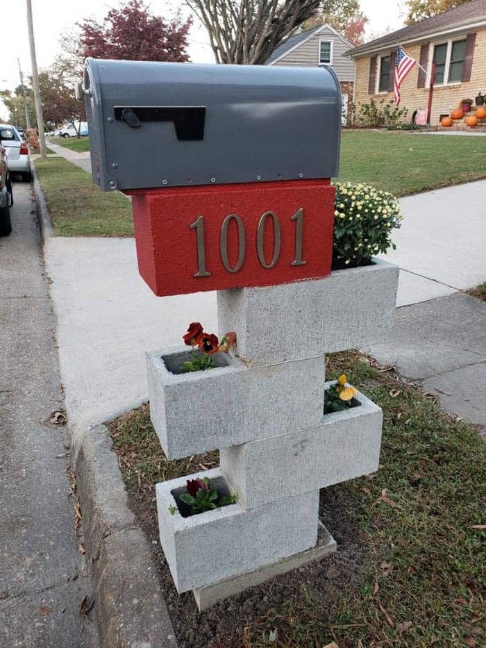 Cinder Blocks Add Planters and Strength