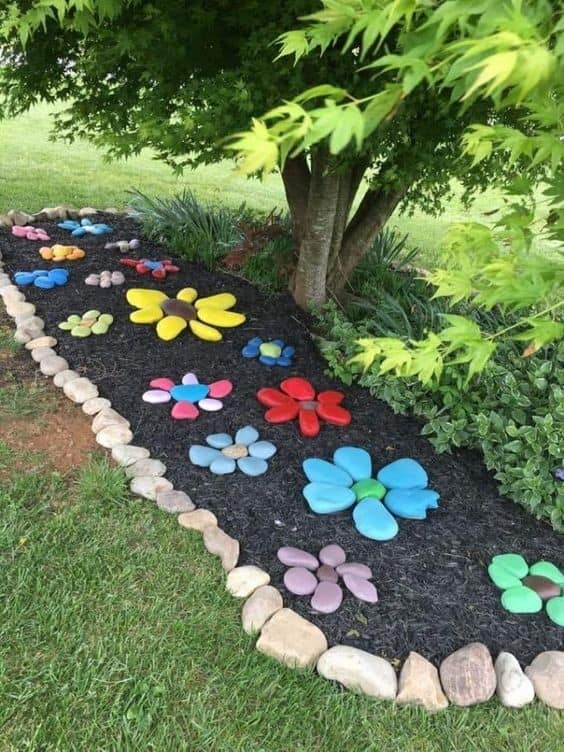 Painted Rocks Flower Garden