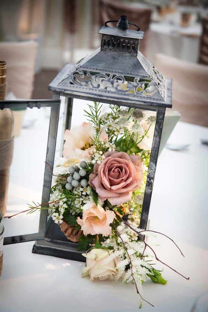 Delicate Bouquet In A Lantern Wedding Decor