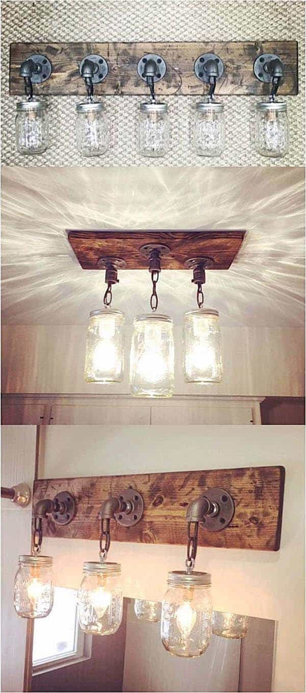 Rustic Barnwood Mason Jar Light Fixtures