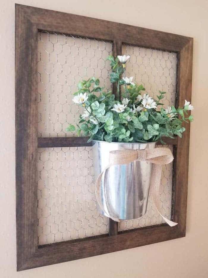 Chicken Wire Window Frame for Floral Display