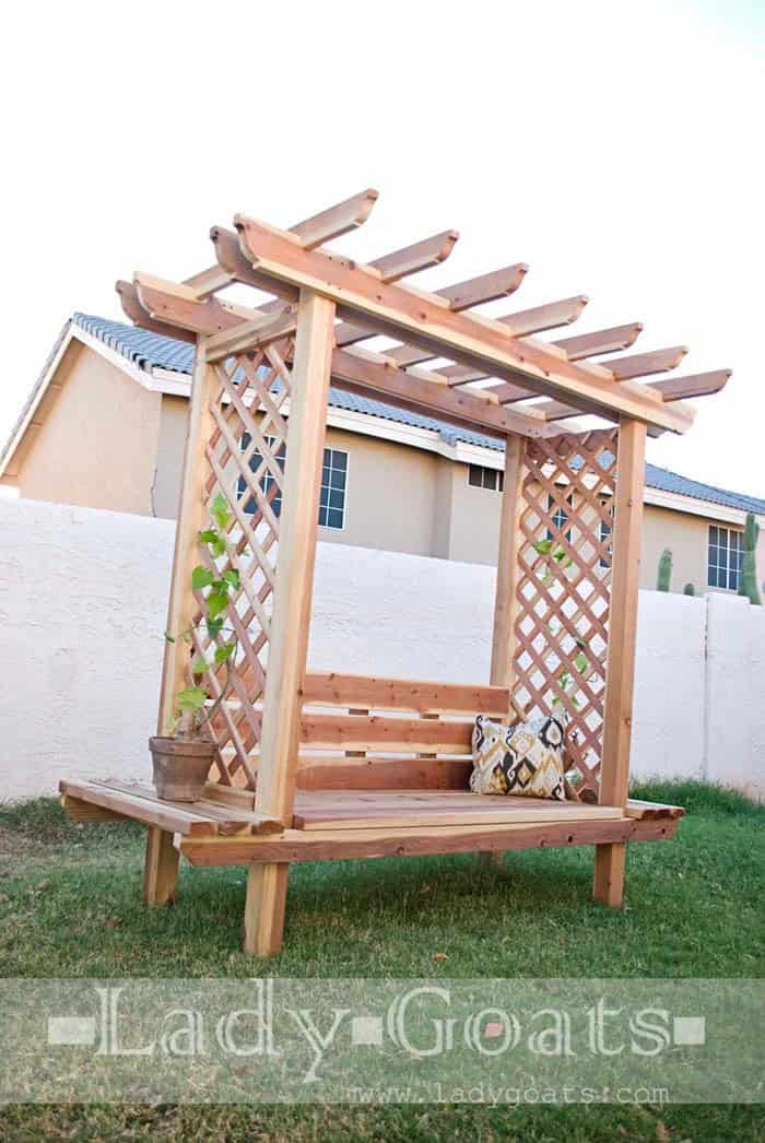 Bench Oasis With Pergola And Trellis