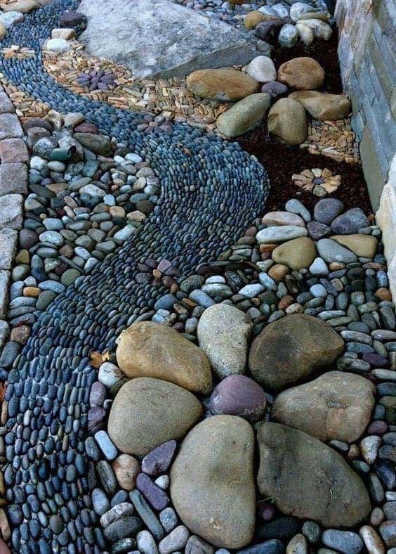 Dry Creek Bed Shaped By Various Stones