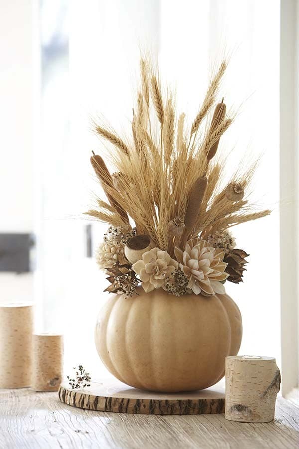 Set the Right Tone with a Wheat Pumpkin Centerpiece