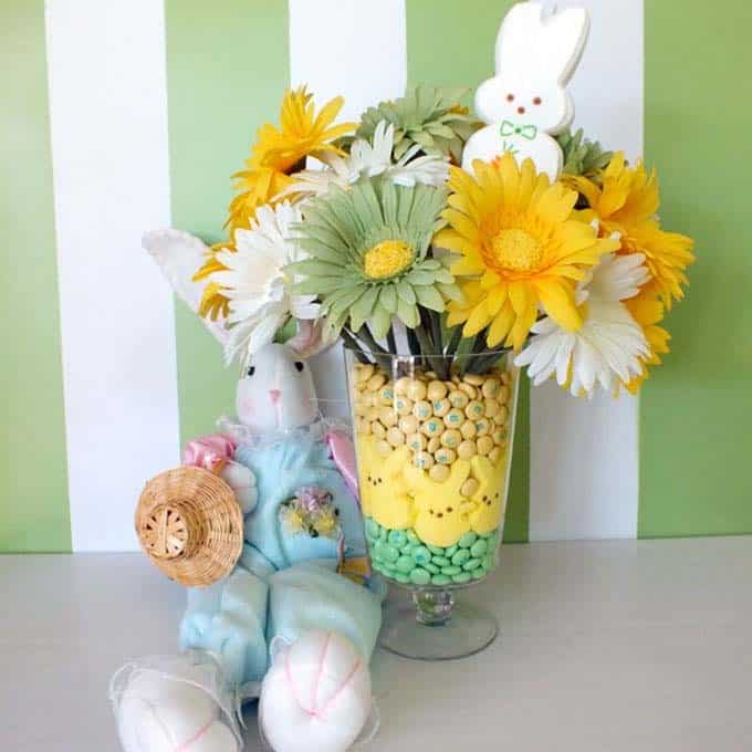 Decorative Easter Centerpiece with Eggs and Flowers