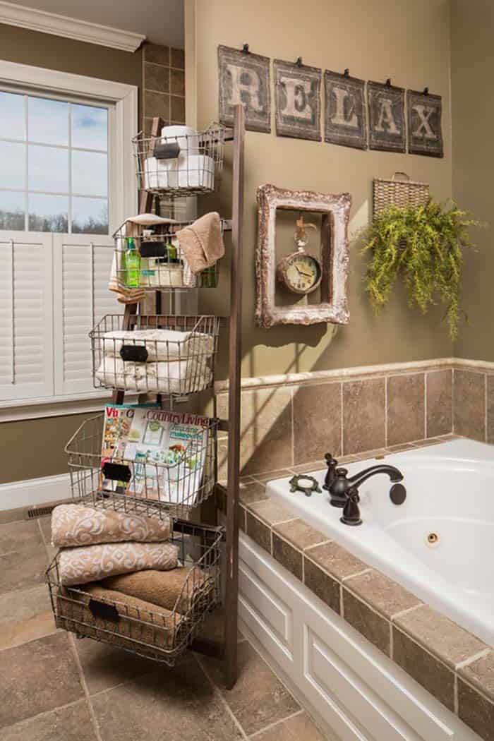 Maximize Your Bathroom Storage with a Ladder Shelf Combo