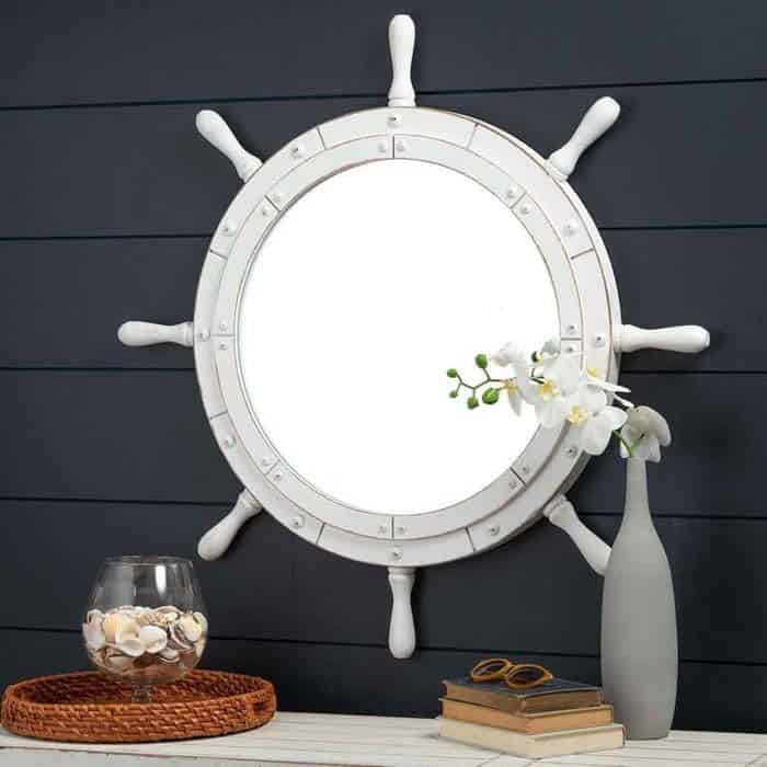 Round Ship’s Wheel Mirror Frame