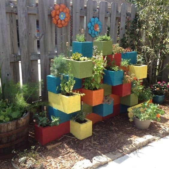 Create a Colorful Cinder Block Vertical Garden