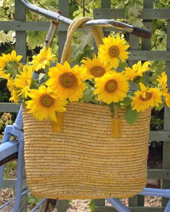 Bright Sunflower Bicycle Basket