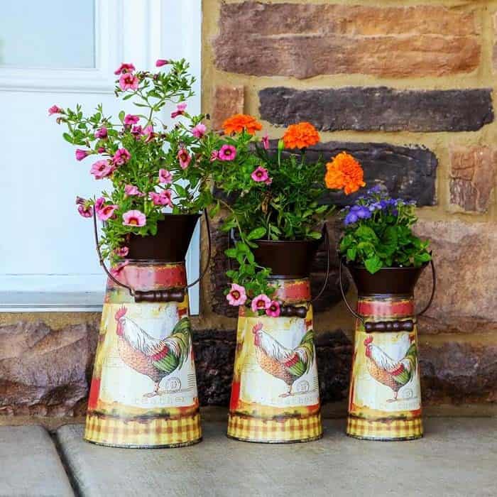 Upcycle Metal Pitchers into Beautiful Flower Planters