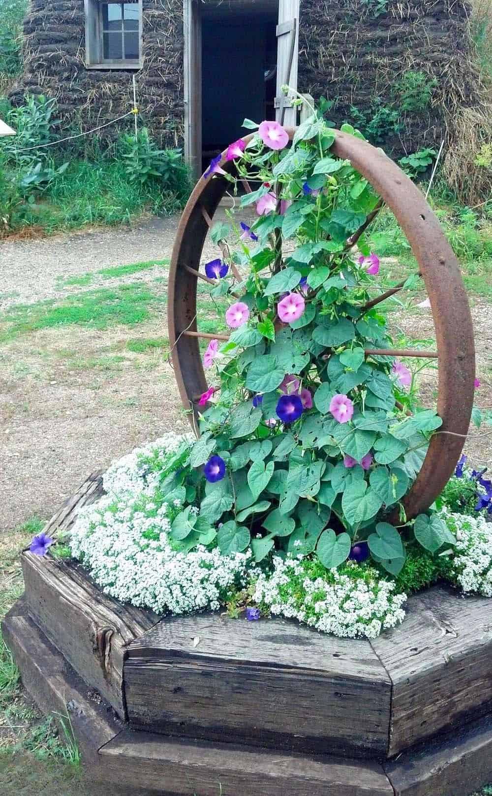 Rustic Wheel Planter