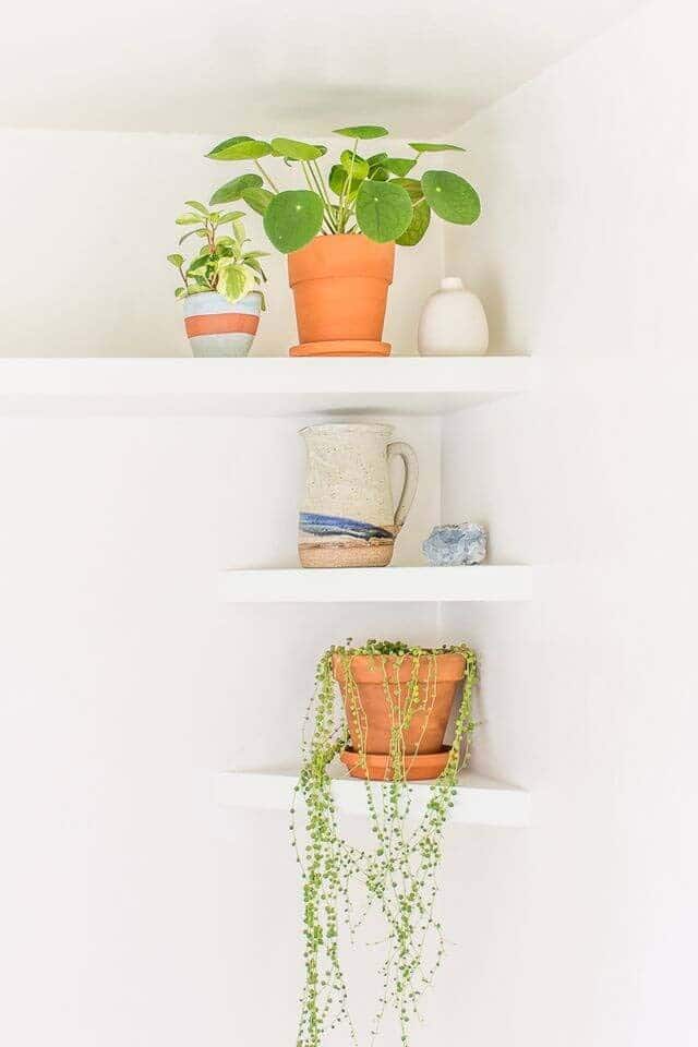 Floating White Bookshelves Look Built In