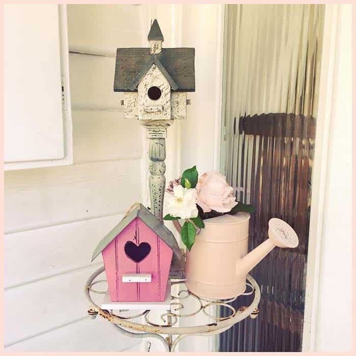 Rustic Birdhouse and Watering Can Spring Doorway Decor