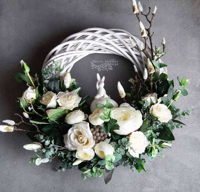 Subtle Easter Bunny Rose Wreath