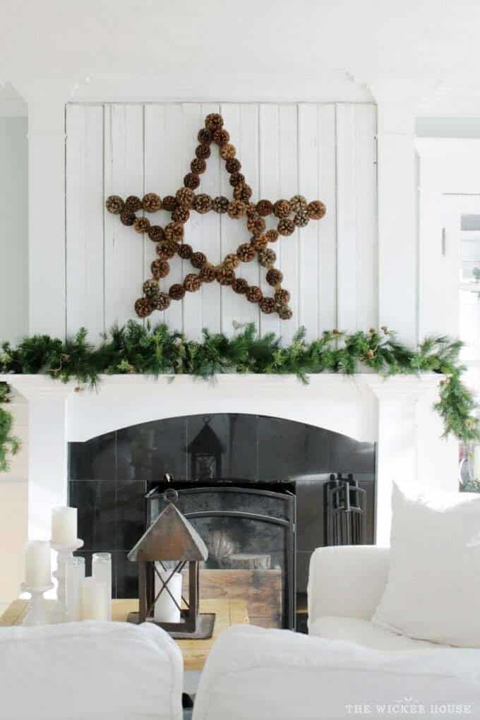 Pinecone Star Fireplace Decor