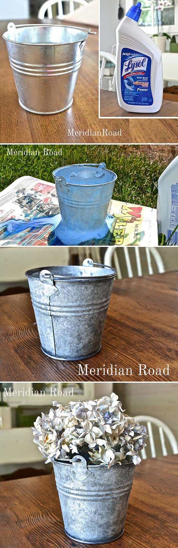 Rustic Galvanized Metal Bucket Centerpiece