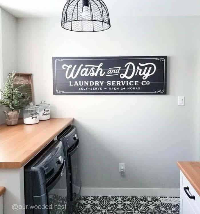 Add Charm to Your Laundry Room with a “Wash and Dry” Sign