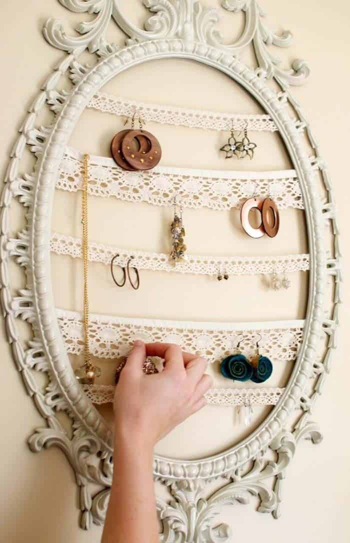 Transform an Old Mirror Frame into a Stylish Jewelry Display