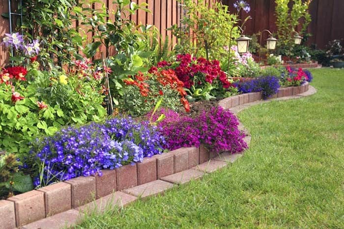 Flower Bed With Vertical Brick Edging