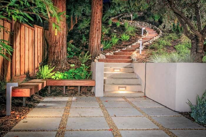 Concrete Stairs and Seating with Contrasting Design Elements