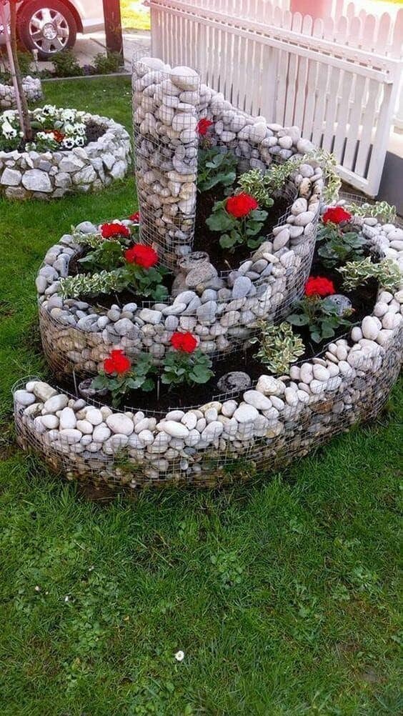 Gabion Wall Becomes Spiral Vertical Garden