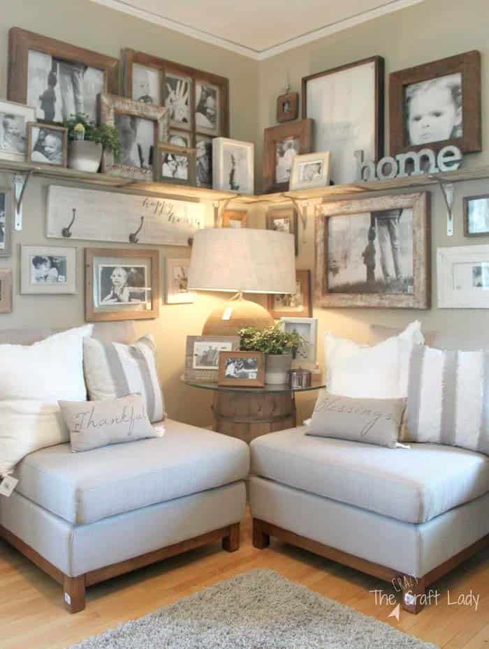 Cherish Memories with a Wood-Framed Photo Display Corner