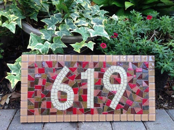 DIY Mosaic House Number Idea