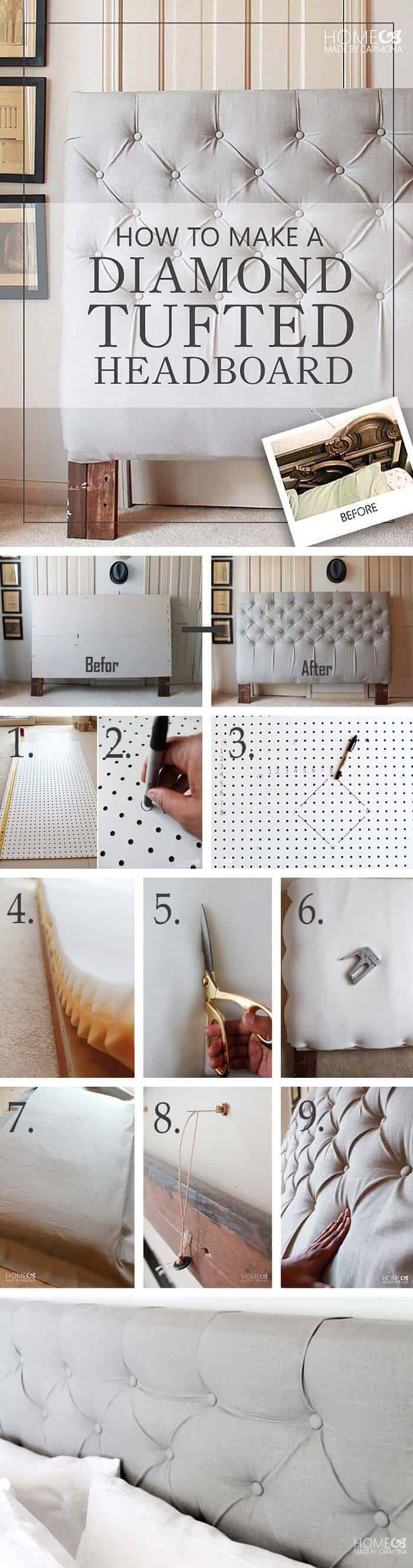 Luxe DIY Tufted Headboard Project