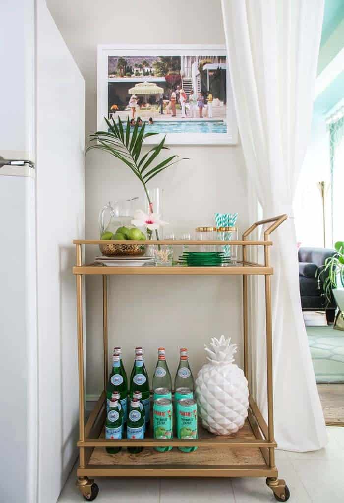 Tropical Resort Style Bar Cart