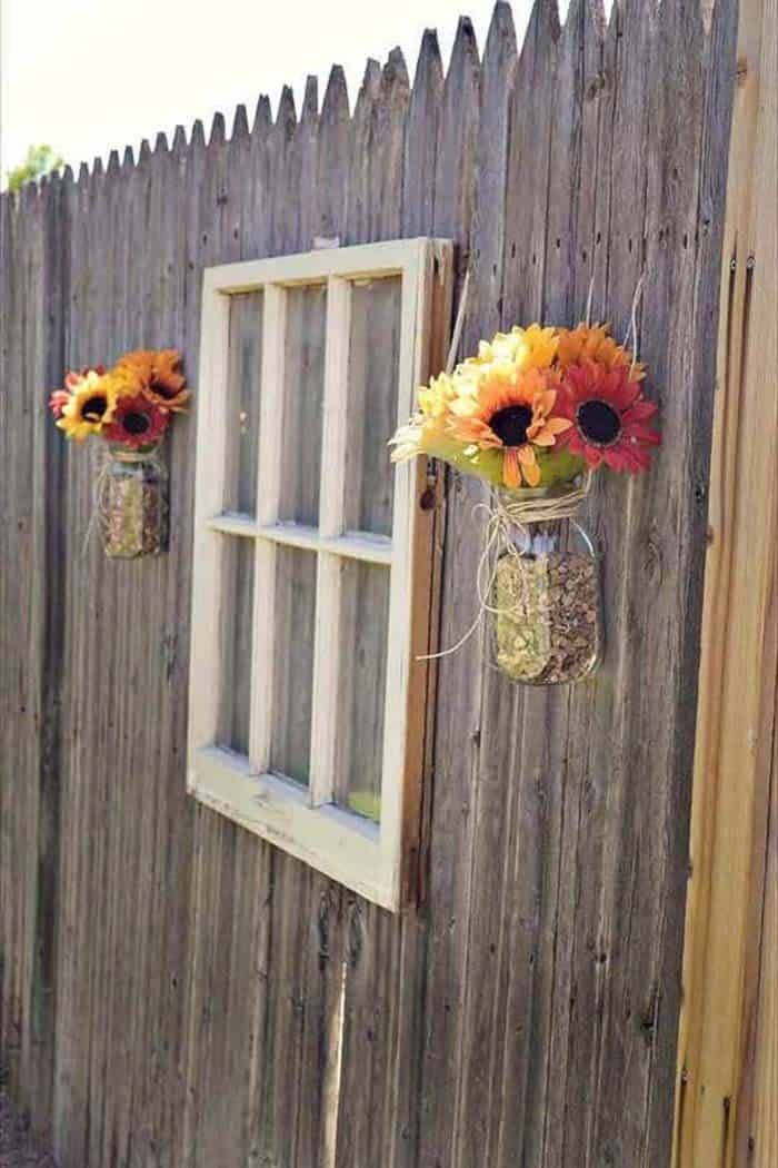 Bright Blooms Flank An Upcycled Window